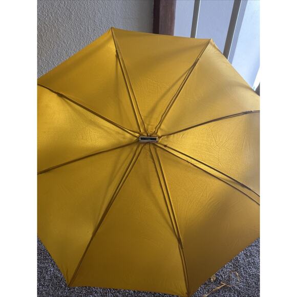 Vintage Yellow KNIRPS Folding Umbrella With Leather Case - Picture 6 of 8